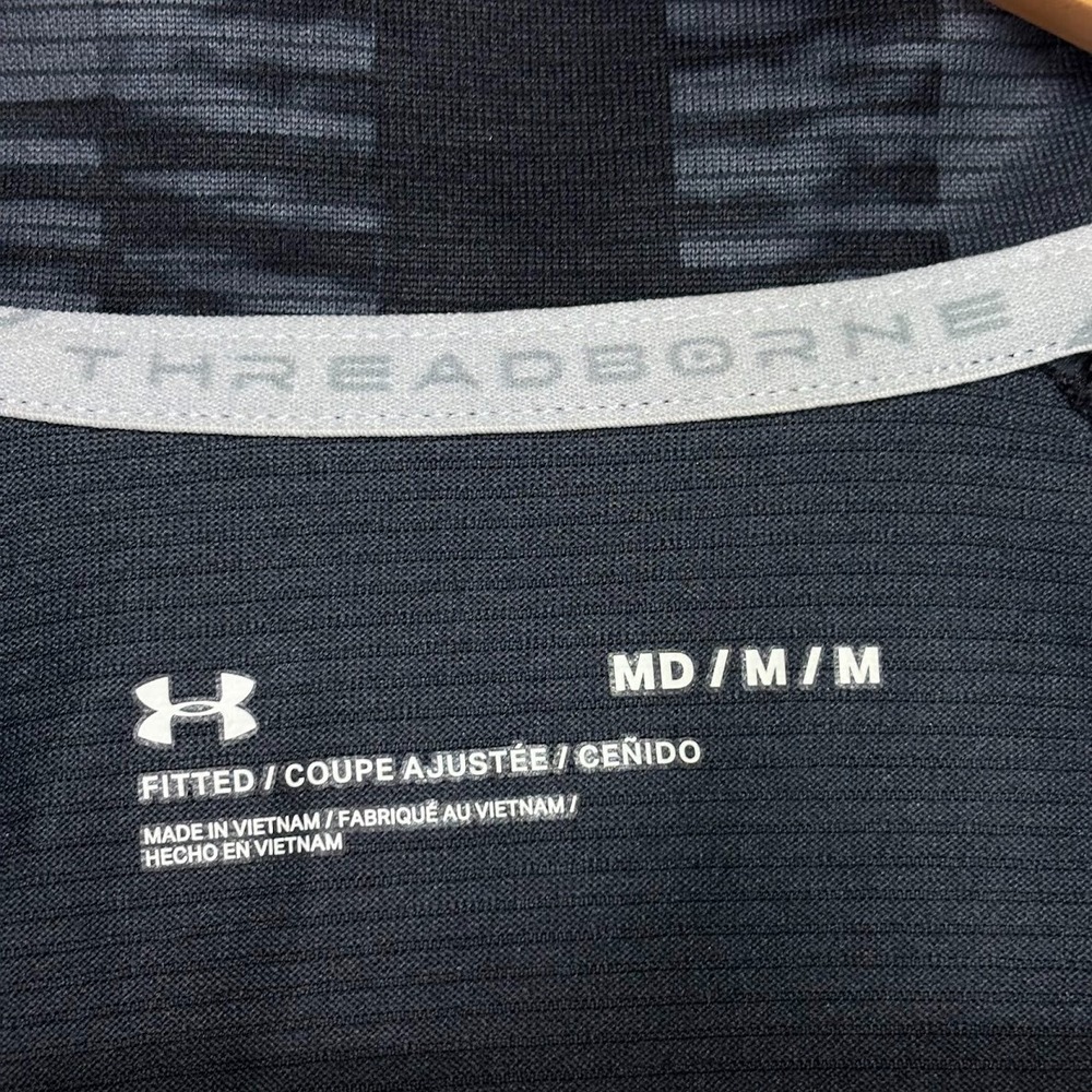 Under Armour UA 1/4 Zip Pullover Threadborne Mens M Geometric Fitted Golf Casual - Picture 6 of 12
